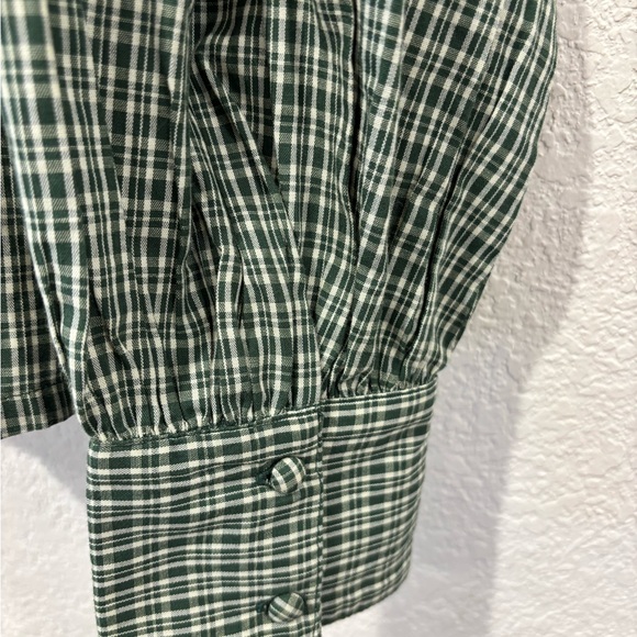 Sézane Jimena Blouse Green Plaid Bow Sz 38 Sezane x MDLO (US 6) - Picture 6 of 8